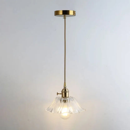 Retro Style Glass Pendant Ceiling Light - Gold Shaded Suspension Lighting for Restaurants