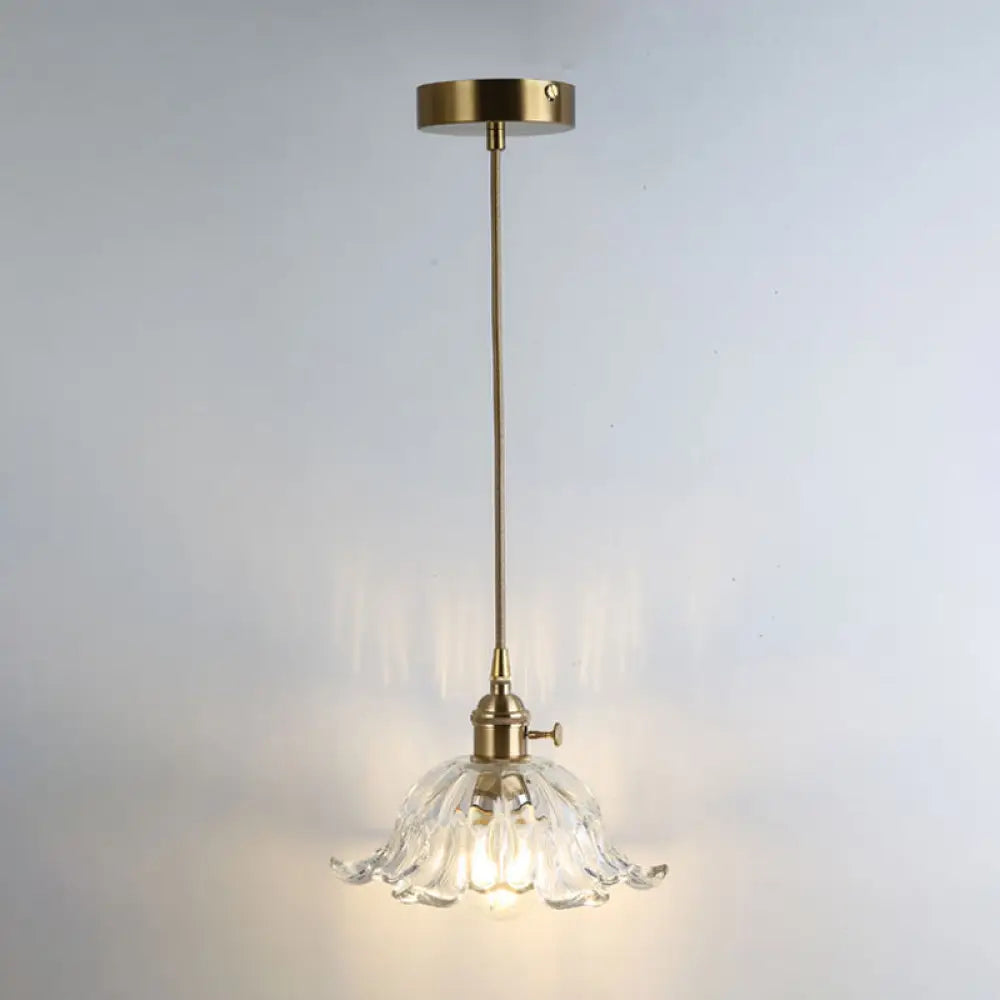 Retro Style Glass Pendant Ceiling Light - Gold Shaded Suspension Lighting for Restaurants