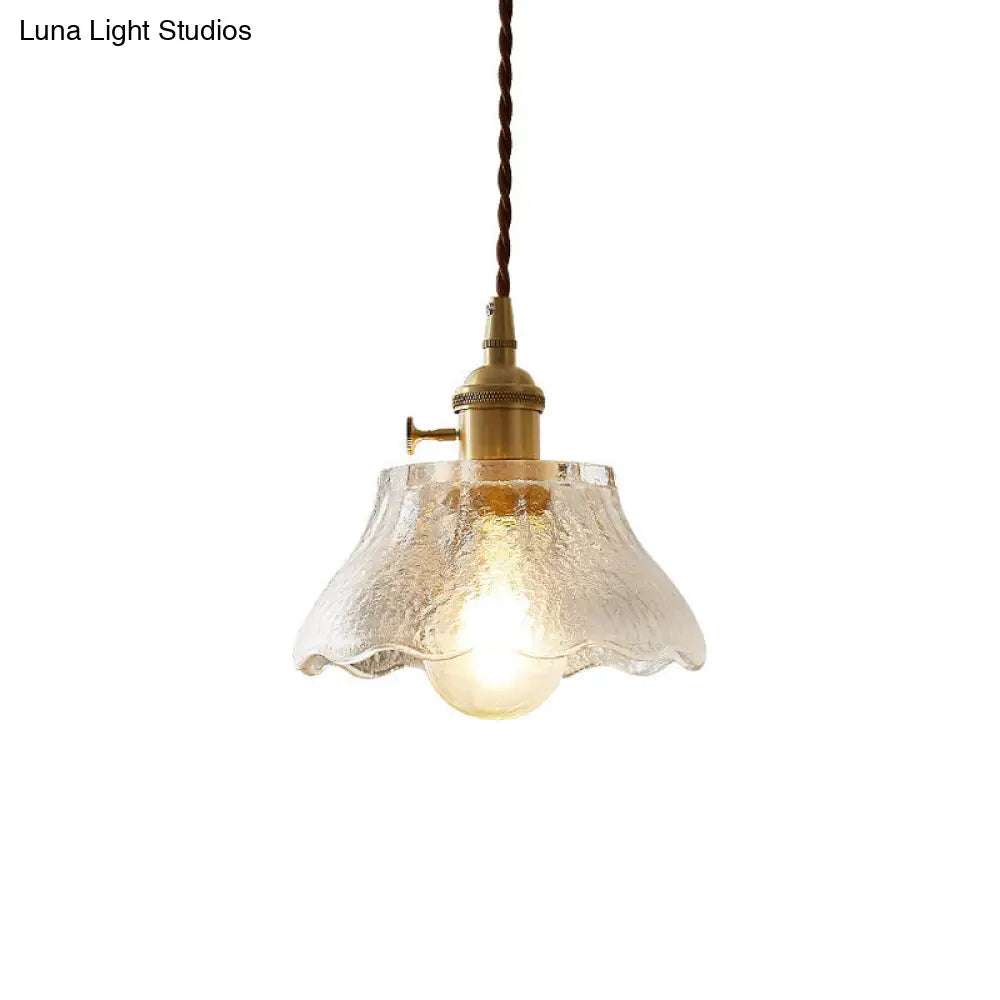 Retro Style Handblown Glass Pendant Ceiling Light with Tapered Suspension - Clear, 1-Head