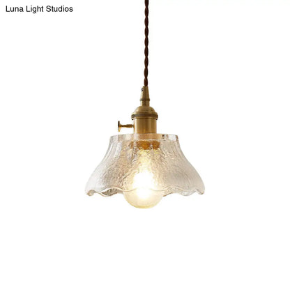 Retro Style Handblown Glass Pendant Ceiling Light with Tapered Suspension - Clear, 1-Head