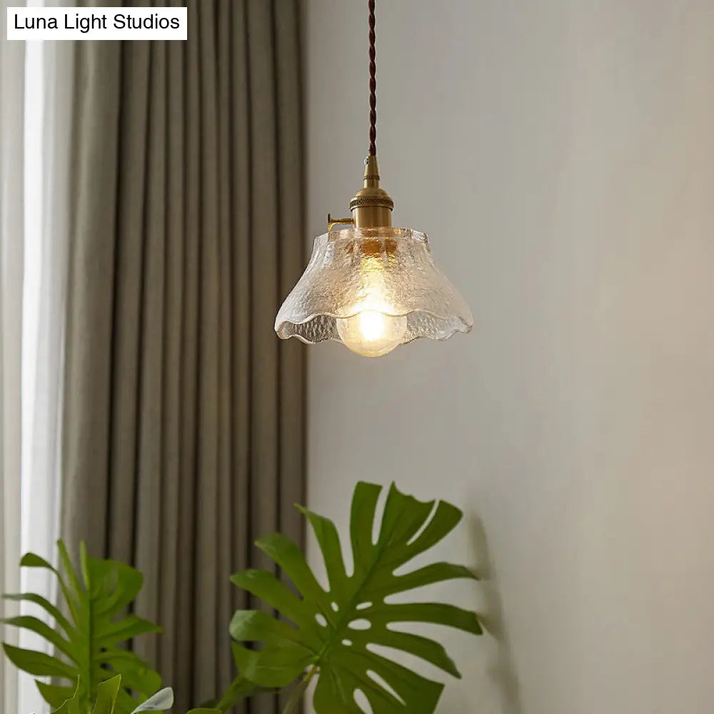 Retro Style Handblown Glass Pendant Ceiling Light with Tapered Suspension - Clear, 1-Head