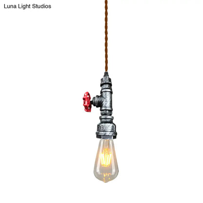 Retro Style Iron Water Valve Pendant Light Fixture with 1 Bulb- Perfect for Bars