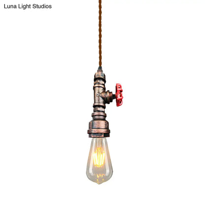 Retro Style Iron Water Valve Pendant Light Fixture with 1 Bulb- Perfect for Bars