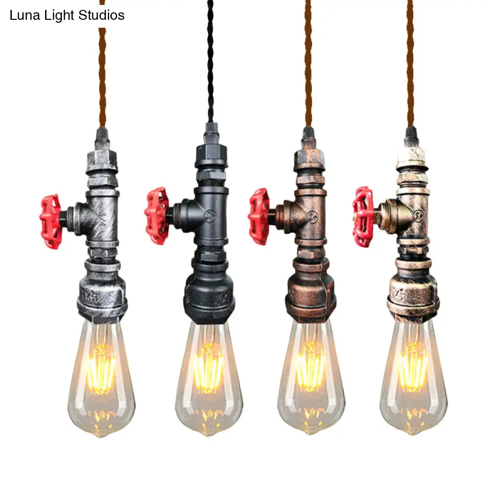 Retro Style Iron Water Valve Pendant Light Fixture with 1 Bulb- Perfect for Bars