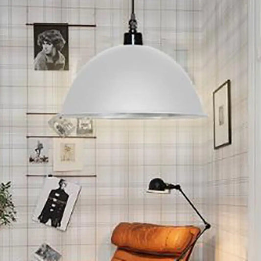 Retro Style Metal Ceiling Pendant Light - 1 Light Domed Design in Black/White for Coffee Shop