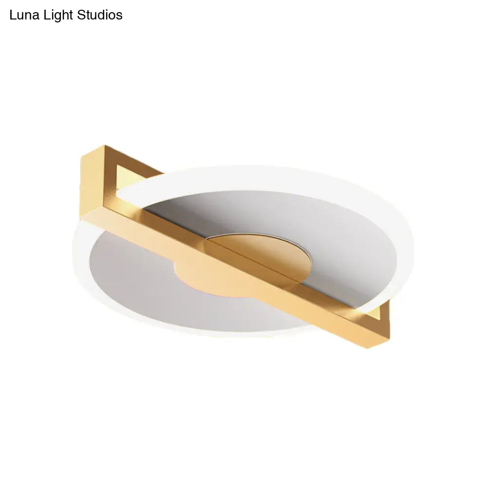 DecorBites™ DecorBites™ Retro Style Metal Flush Light Fixture – Small Disk, Thin design, Black/White & Gold LED, Close to Ceiling Lamp