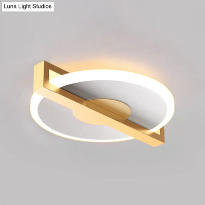 DecorBites™ DecorBites™ Retro Style Metal Flush Light Fixture – Small Disk, Thin design, Black/White & Gold LED, Close to Ceiling Lamp