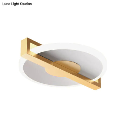 DecorBites™ DecorBites™ Retro Style Metal Flush Light Fixture – Small Disk, Thin design, Black/White & Gold LED, Close to Ceiling Lamp