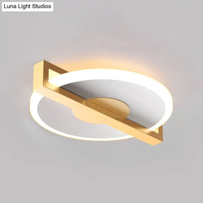 DecorBites™ DecorBites™ Retro Style Metal Flush Light Fixture – Small Disk, Thin design, Black/White & Gold LED, Close to Ceiling Lamp