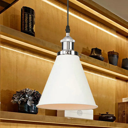 Retro Style Metal Pendant Light with Black/Chrome/Rust Finish - Ideal for Kitchen - 1 Bulb Hanging Ceiling Lighting