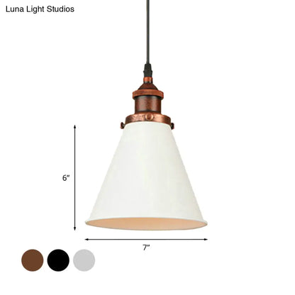 Retro Style Metal Pendant Light with Black/Chrome/Rust Finish - Ideal for Kitchen - 1 Bulb Hanging Ceiling Lighting