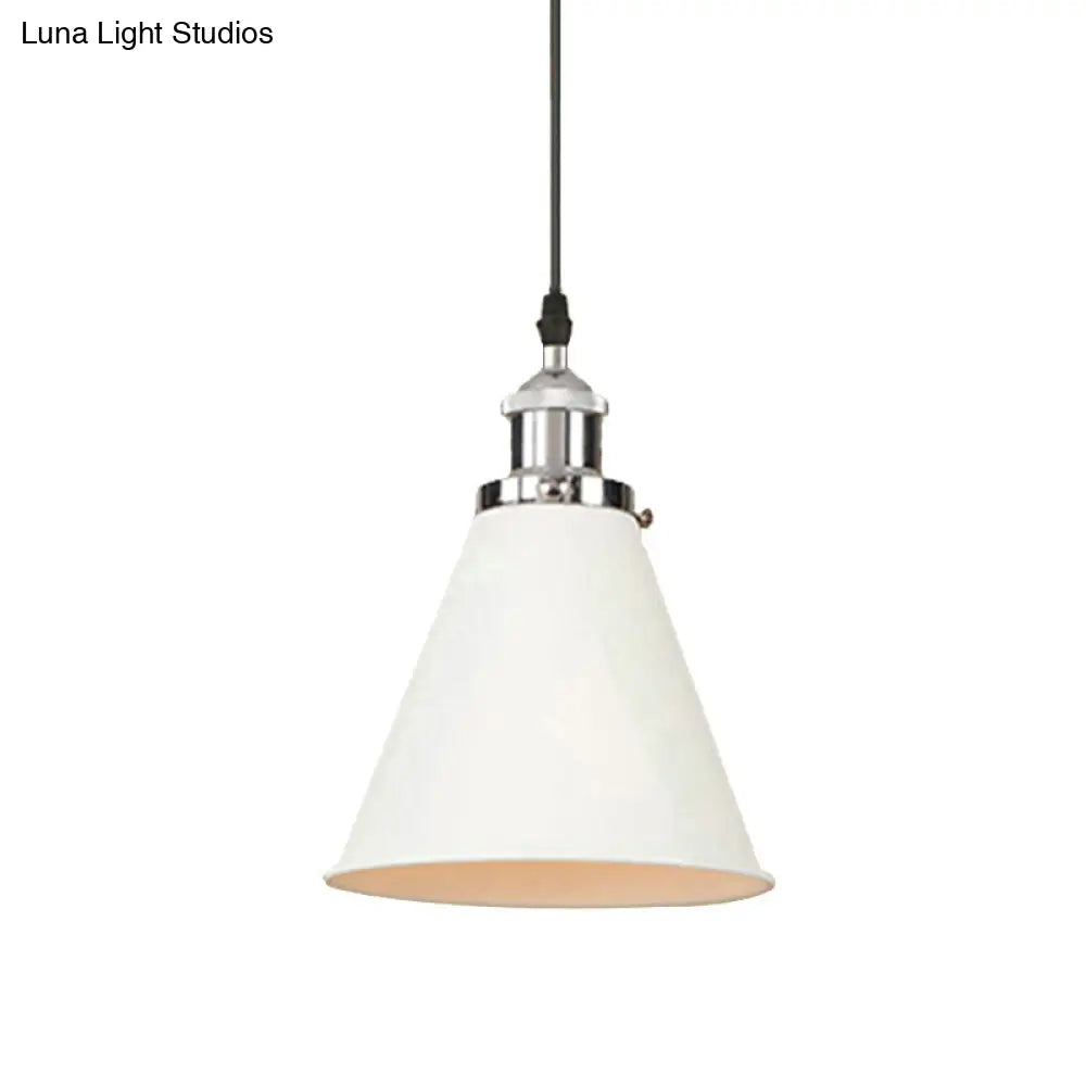 Retro Style Metal Pendant Light with Black/Chrome/Rust Finish - Ideal for Kitchen - 1 Bulb Hanging Ceiling Lighting