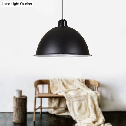 Retro Style Metallic Hanging Light Pendant with Bowl Shade - Black/Silver