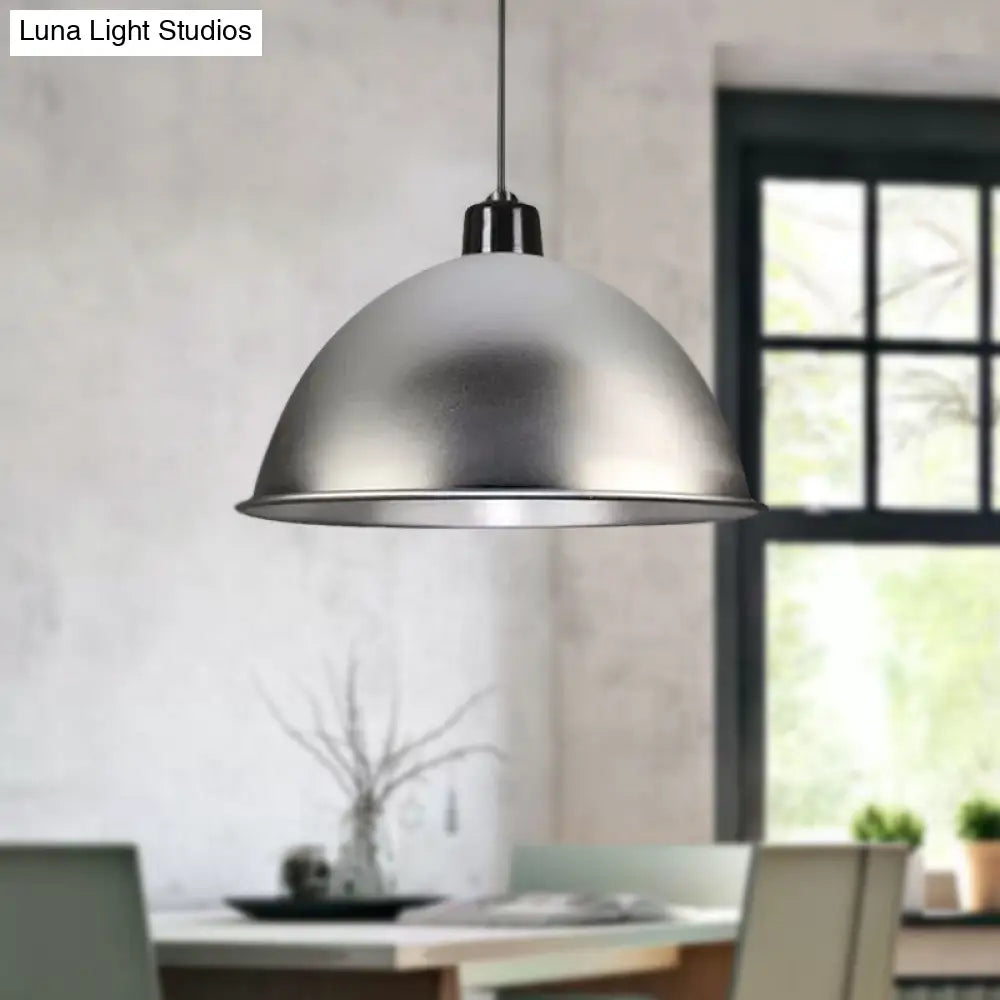 Retro Style Metallic Hanging Light Pendant with Bowl Shade - Black/Silver