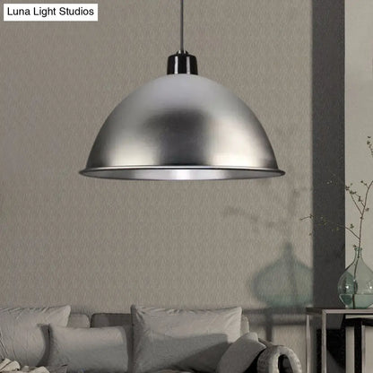 Retro Style Metallic Hanging Light Pendant with Bowl Shade - Black/Silver