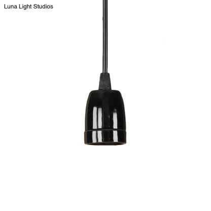 Retro Style Mini Hanging Pendant Light - Adjustable Cord, Black/Red Ceramic Ceiling Fixture