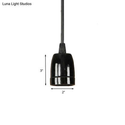 Retro Style Mini Hanging Pendant Light - Adjustable Cord, Black/Red Ceramic Ceiling Fixture