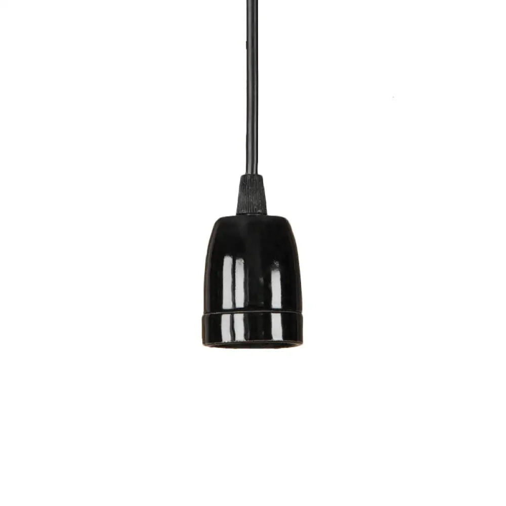 Retro Style Mini Hanging Pendant Light - Adjustable Cord, Black/Red Ceramic Ceiling Fixture