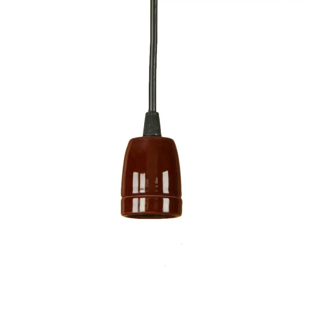 Retro Style Mini Hanging Pendant Light - Adjustable Cord, Black/Red Ceramic Ceiling Fixture