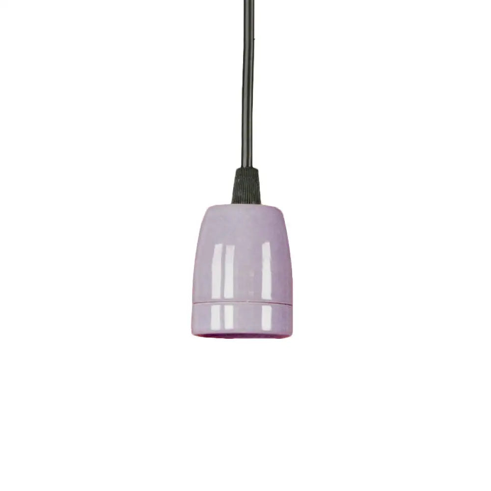 Retro Style Mini Hanging Pendant Light - Adjustable Cord, Black/Red Ceramic Ceiling Fixture