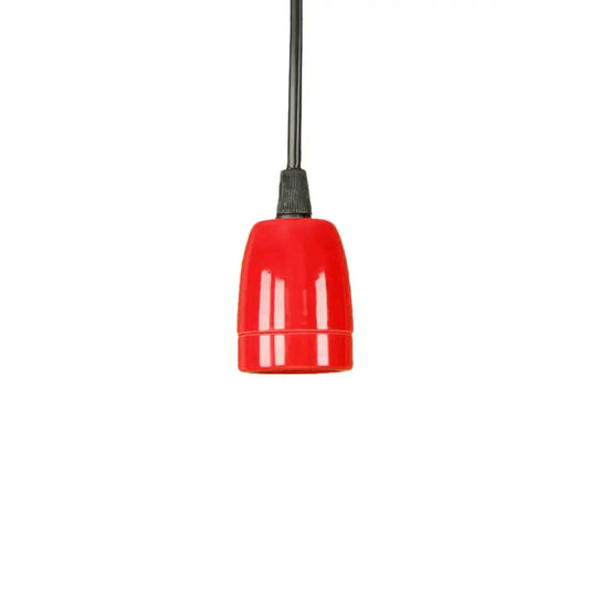 Decorbites retro style mini pendant light with vibrant red ceramic ceiling fixture and adjustable black red ceramic cord
