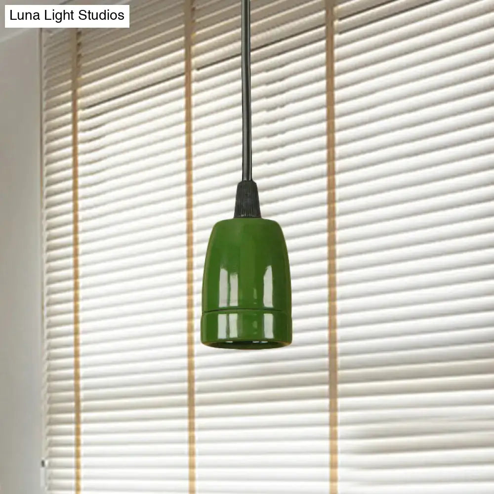 Decorbites™ retro style olive green pendant light with adjustable black cord and metal connector for ceiling use