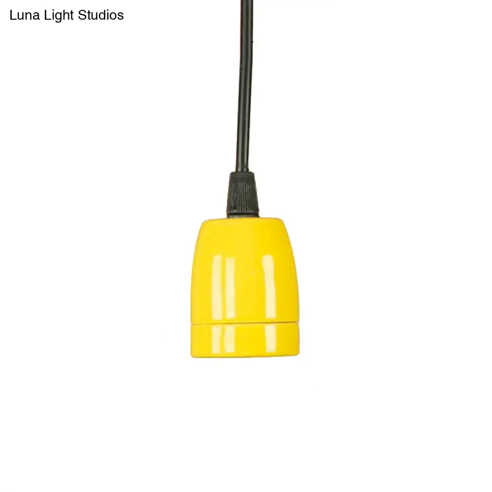 Bright yellow ceramic lamp socket with black cord for DecorBites™ retro style adjustable black red ceramic pendant light
