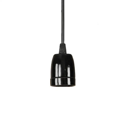 Black red ceramic pendant light with glossy finish and adjustable textured cord for ceiling installation
