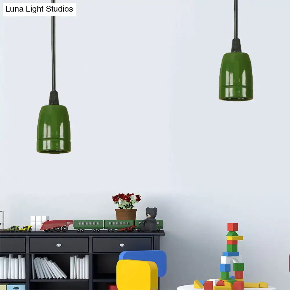 Decorbites™ retro style green ceramic pendant light fixtures with adjustable black cords for ceiling use
