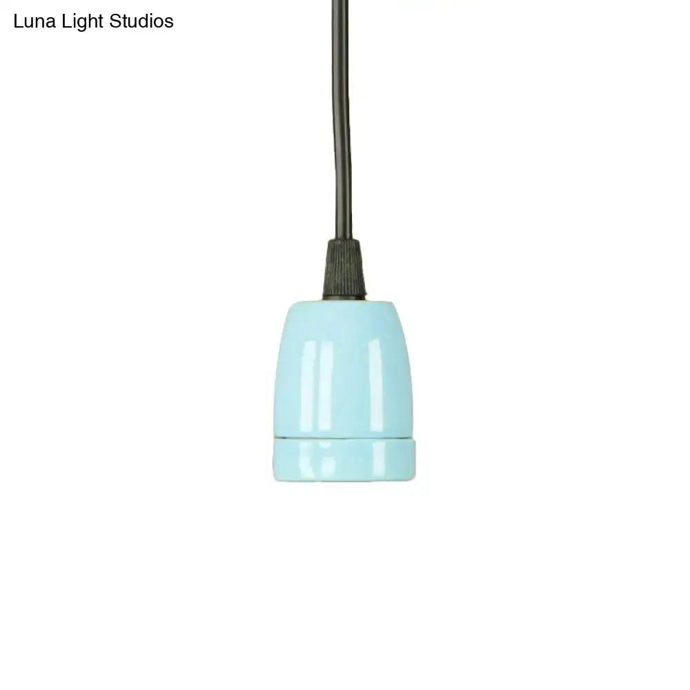 Decorbites retro style mini pendant light with adjustable black cord and sleek light blue ceramic socket