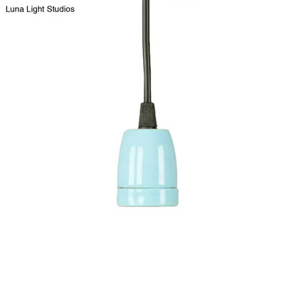 Decorbites retro style mini pendant light with adjustable black cord and sleek light blue ceramic socket