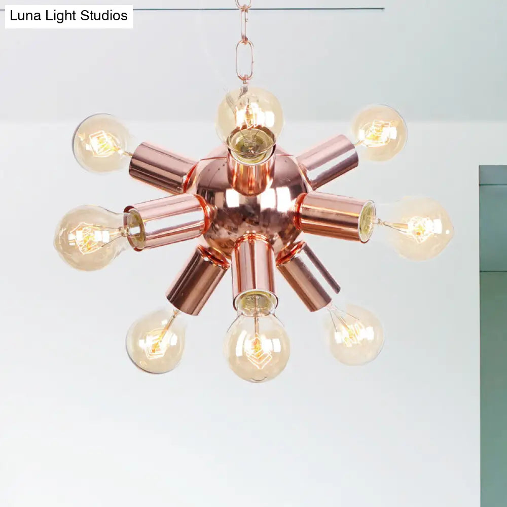 Retro Style Rose Gold Starburst Chandelier with 6/9 Lights - Perfect for Restaurants