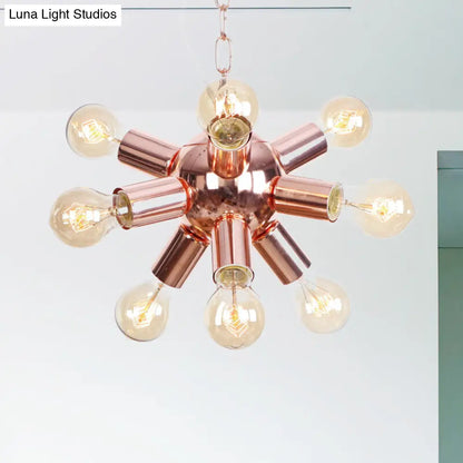 Retro Style Rose Gold Starburst Chandelier with 6/9 Lights - Perfect for Restaurants