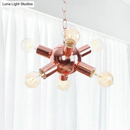 Retro Style Rose Gold Starburst Chandelier with 6/9 Lights - Perfect for Restaurants