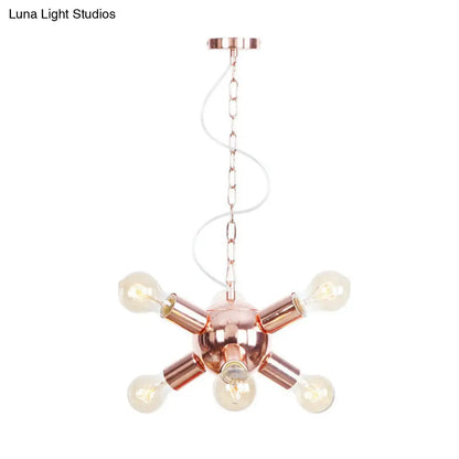 Retro Style Rose Gold Starburst Chandelier with 6/9 Lights - Perfect for Restaurants