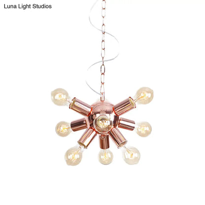Retro Style Rose Gold Starburst Chandelier with 6/9 Lights - Perfect for Restaurants