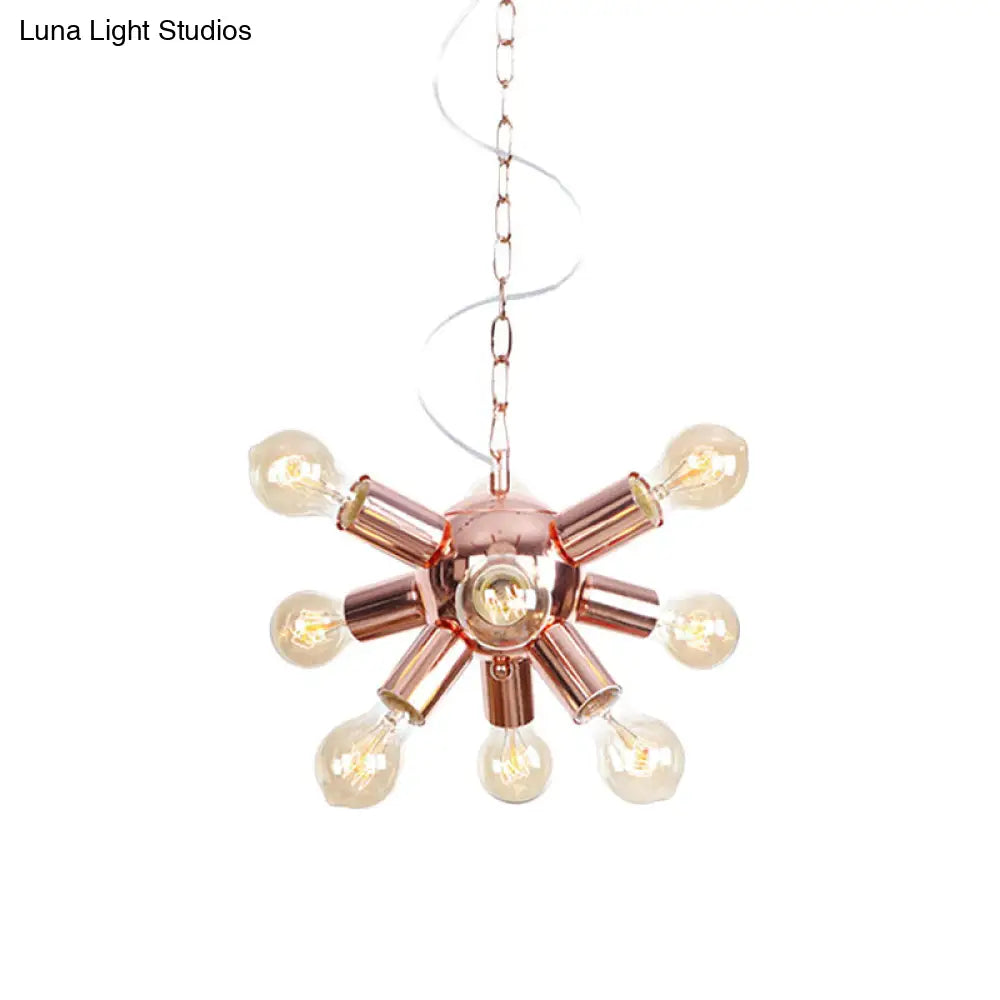 Retro Style Rose Gold Starburst Chandelier with 6/9 Lights - Perfect for Restaurants