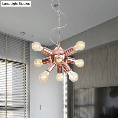 Retro Style Rose Gold Starburst Chandelier with 6/9 Lights - Perfect for Restaurants