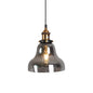 Retro Style Smoky Grey Glass Pendant Lamp - Brass Finish, Bedside Ceiling Hanging Light