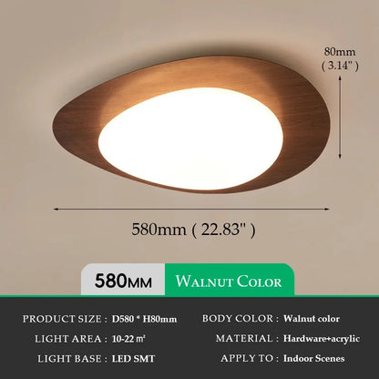 Retro-Style Walnut Acrylic Ceiling Light - 580mm.WNC / CHINA / Changeable
