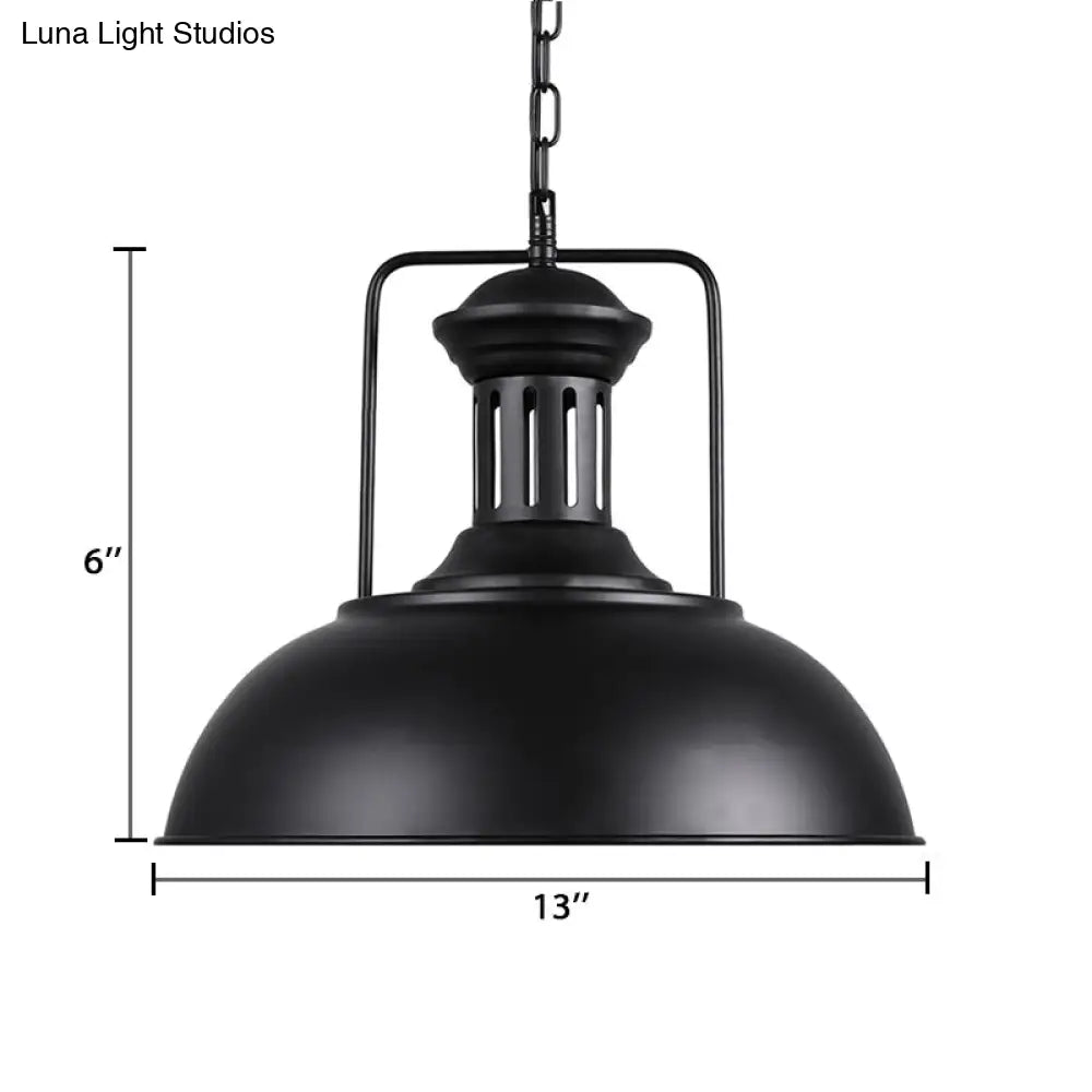 Retro Stylish Metal Pendant Lighting - 1 Bulb 13"/14"/16" Diameter Bowl - Black/White Inner/White