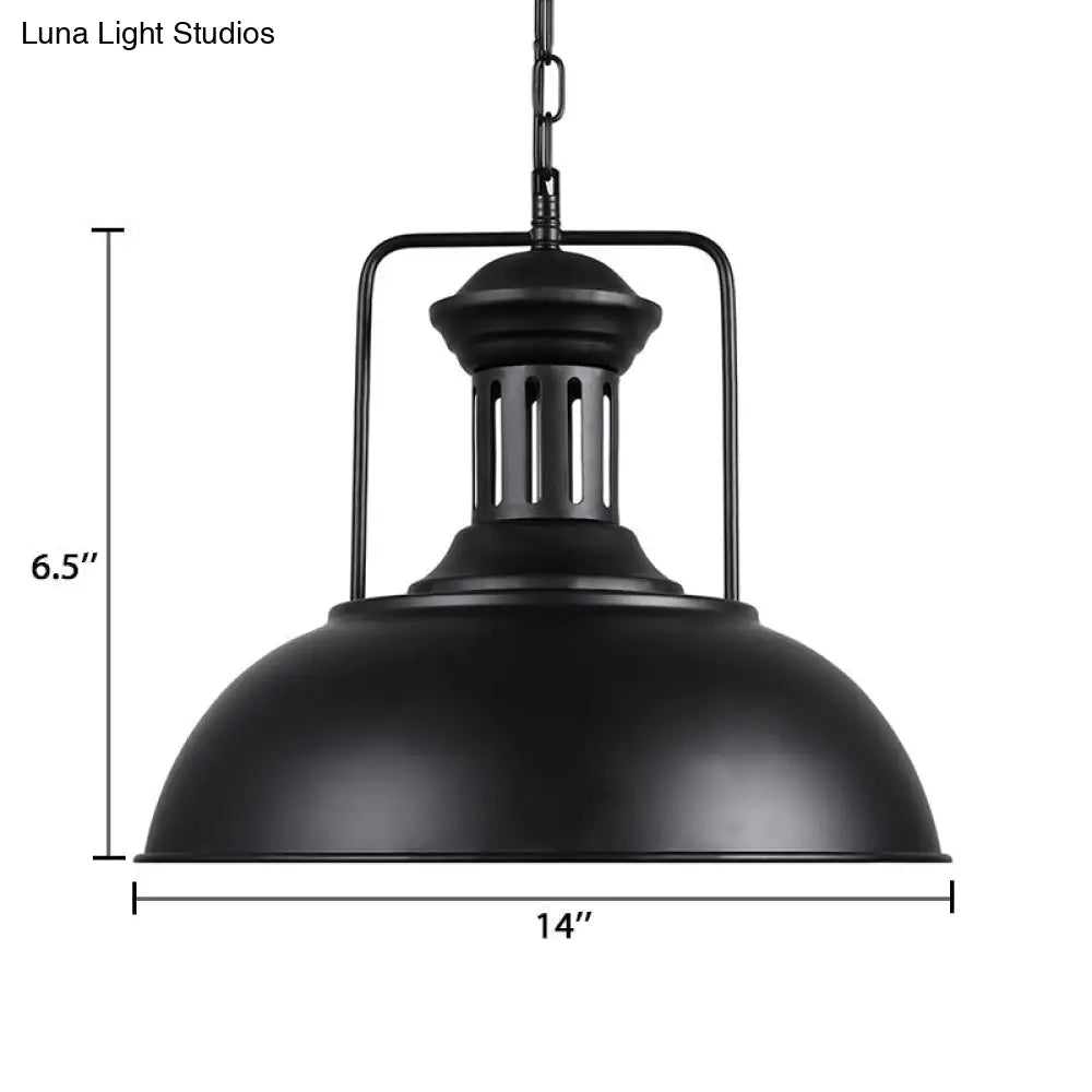 Retro Stylish Metal Pendant Lighting - 1 Bulb 13"/14"/16" Diameter Bowl - Black/White Inner/White