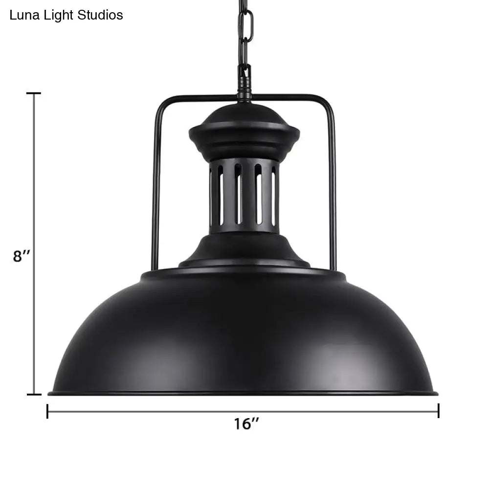 Retro Stylish Metal Pendant Lighting - 1 Bulb 13"/14"/16" Diameter Bowl - Black/White Inner/White