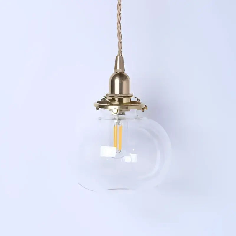 Clear glass globe pendant chandelier with brass glass pendant fixture and exposed led filament bulb for bedroom decorbites brass glass