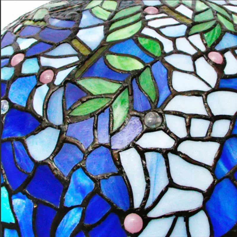 Retro tiffany style colorful glass chandelier with vibrant blue and green stained glass floral lampshade by decorbites colorful glass