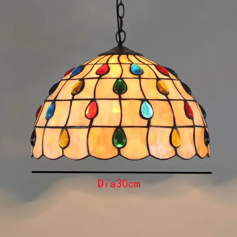 Retro tiffany style colorful glass chandelier pendant light with vibrant mosaic teardrop pieces for dining room decorbites colorful glass