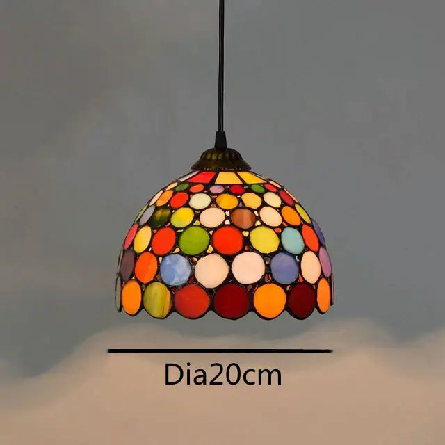 Retro tiffany style colorful glass chandelier pendant light with vibrant mosaic dome for dining room decorbites colorful glass
