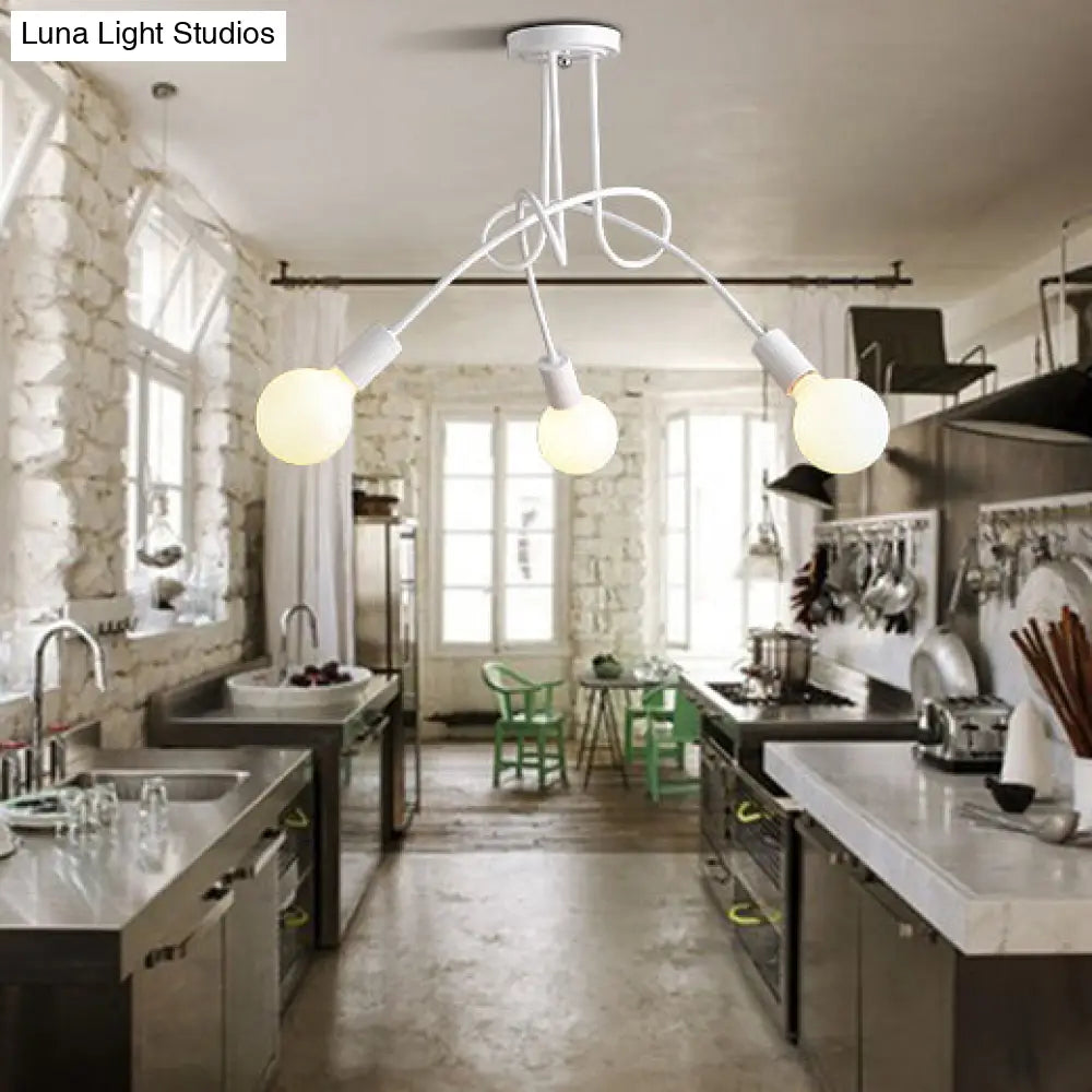 DecorBites™ DecorBites™ Retro Twist Arm Semi Flush Mount Ceiling Light - 3/5-Head Stylish Kitchen Lighting in Black/White