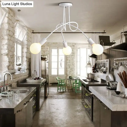 DecorBites™ DecorBites™ Retro Twist Arm Semi Flush Mount Ceiling Light - 3/5-Head Stylish Kitchen Lighting in Black/White