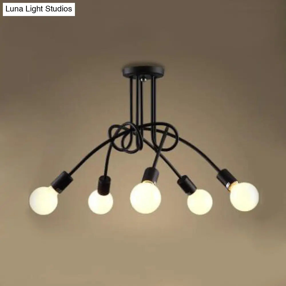 DecorBites™ DecorBites™ Retro Twist Arm Semi Flush Mount Ceiling Light - 3/5-Head Stylish Kitchen Lighting in Black/White